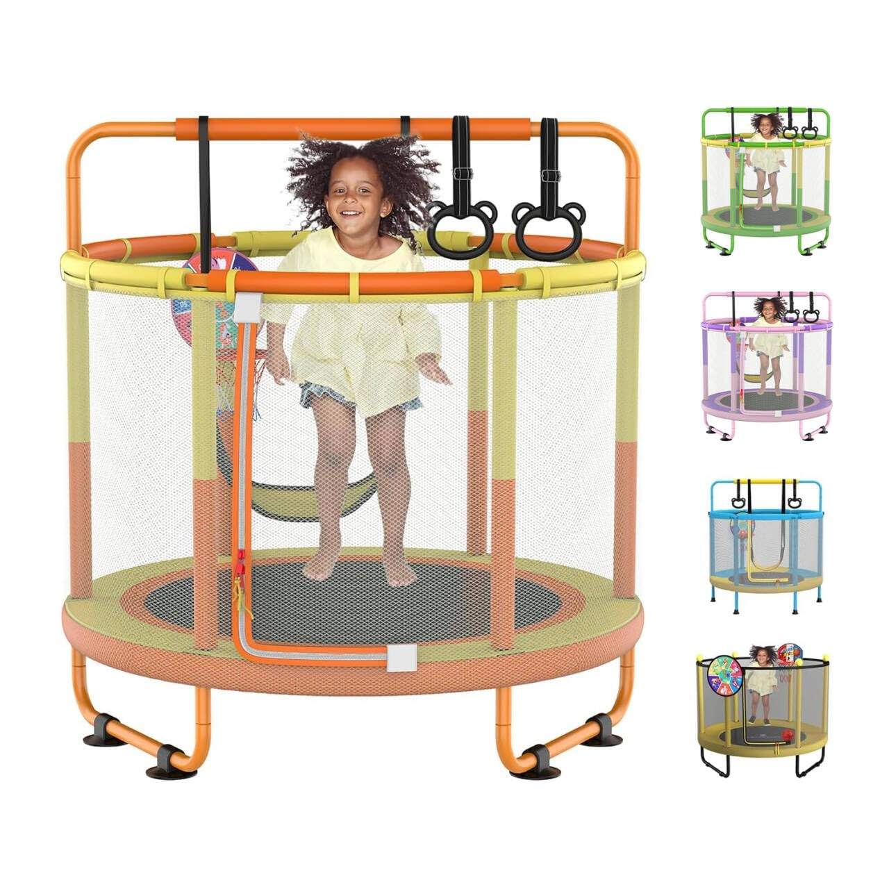 LANGXUN 60" Trampoline for Kids, 5ft Toddler Mini 6-in-1 Trampoline Indoor Outdoor with Swing, Ba... | Amazon (US)