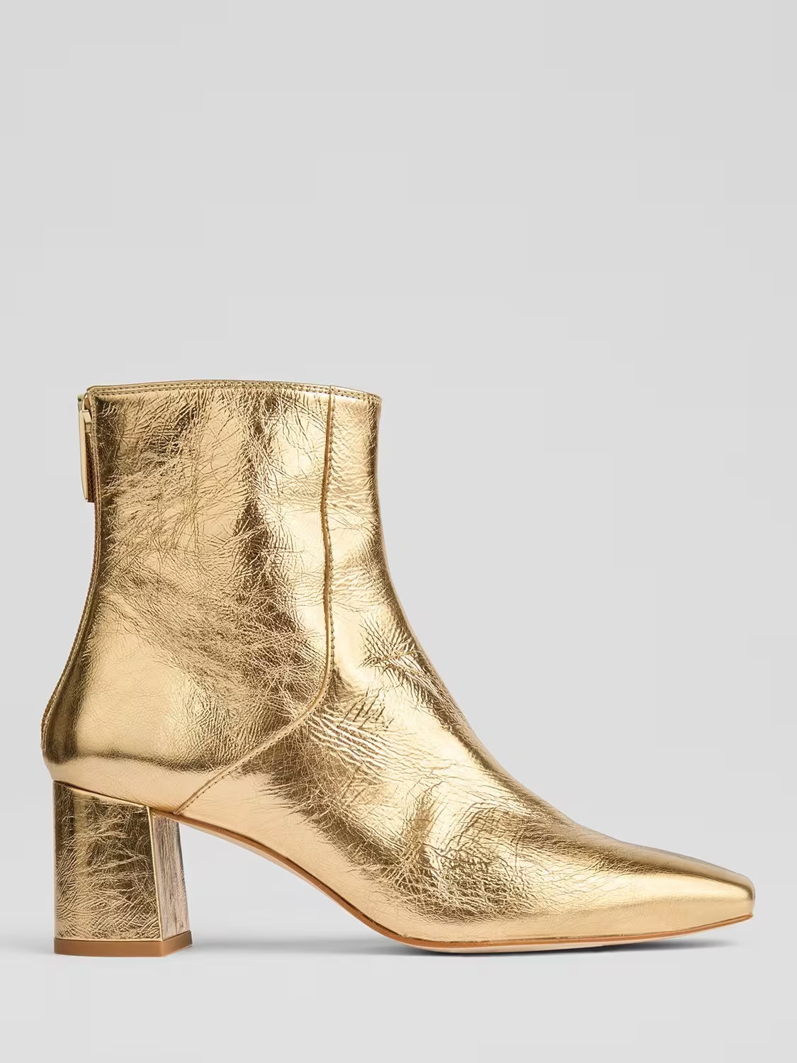 L.K.Bennett Nadira Leather Block Heel Ankle Boots, Gold | John Lewis (UK)