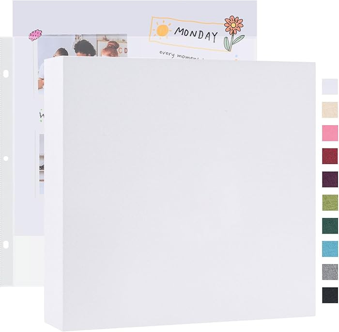 Mublalbum 12x12 Inch Large 3 Ring DIY Scrapbook Photo Album with 20 Plastic Sleeves 40 Pages Line... | Amazon (US)