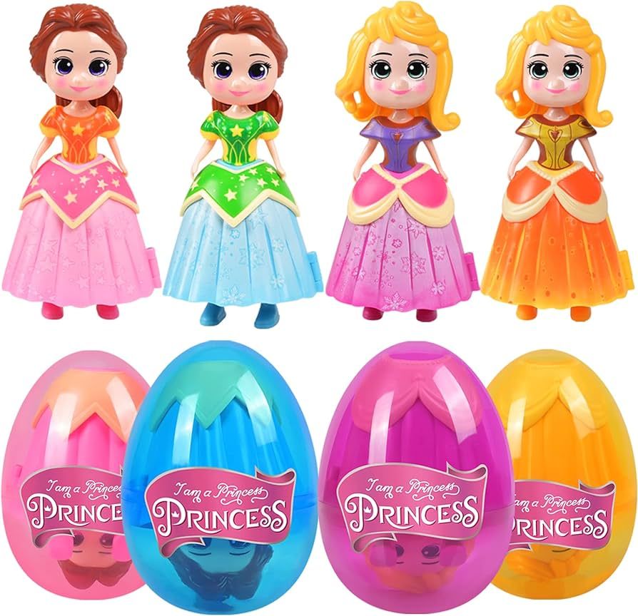 Touber 4 Pack Princess Deformation Prefilled Eggs for Toddler Boys Girls Kids Basket Stuffers Gif... | Amazon (US)