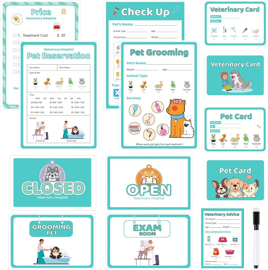 8 PCS Pretend Play Vet Kit Animal Care Pretend Play Pretend Play Veterinarian Supplies Pretend Ve... | Amazon (US)