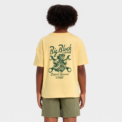 Boys' Short Sleeve Oversized Garage Graphic T-Shirt - Cat & Jack™ Light Gold L | Target
