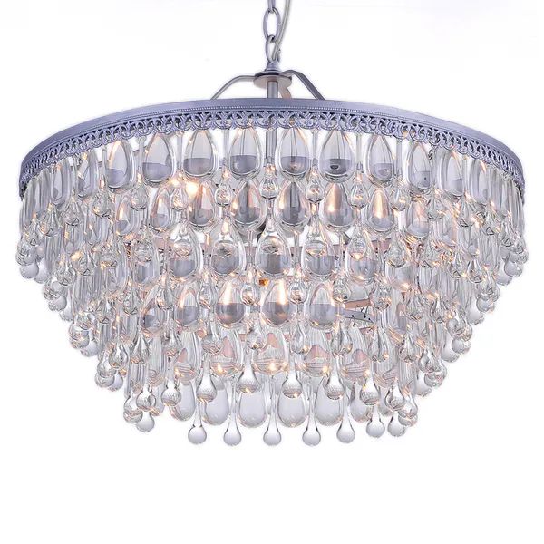 Wesley Crystal 6-light Chandelier with Clear Teardrop Beads | Bed Bath & Beyond