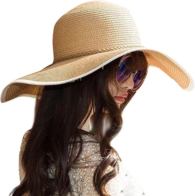 JOYEBUY Women Big Bowknot Straw Hat Floppy Foldable Roll up UV Protection Beach Cap Sun Hat | Amazon (US)