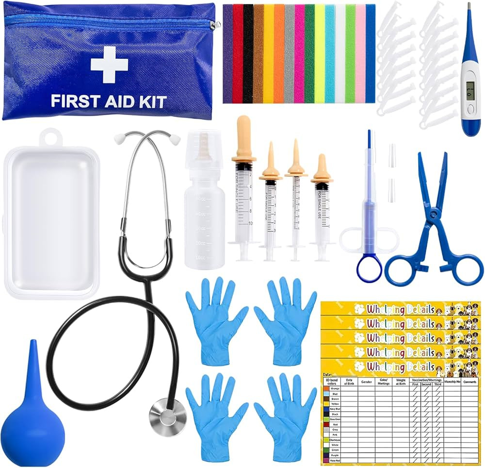 52Pcs Puppy Whelping Kit, Newborn Pets Whelping Supplies with 4 Puppy Feeding Tube,15 Puppy Whelp... | Amazon (US)