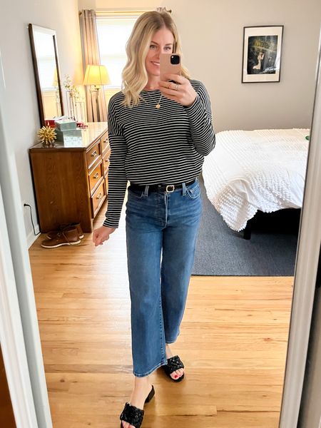 Love this striped long sleeve! It’s a great basic  So many ways to wear! Wearing size small. Code JACQUELINE10 saves 10% 

#LTKunder50 #LTKstyletip #LTKworkwear