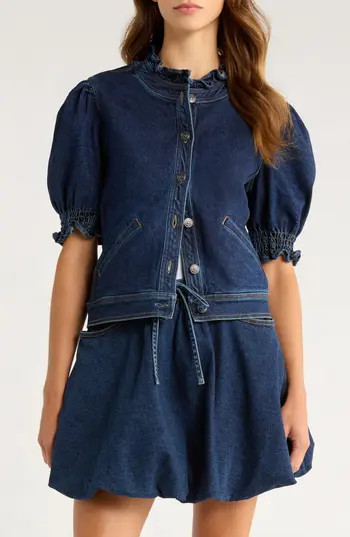 Cinq à Sept Quincy Short Sleeve Denim Jacket in Fontaine at Nordstrom Rack, Size X-Small | Nordstrom Rack