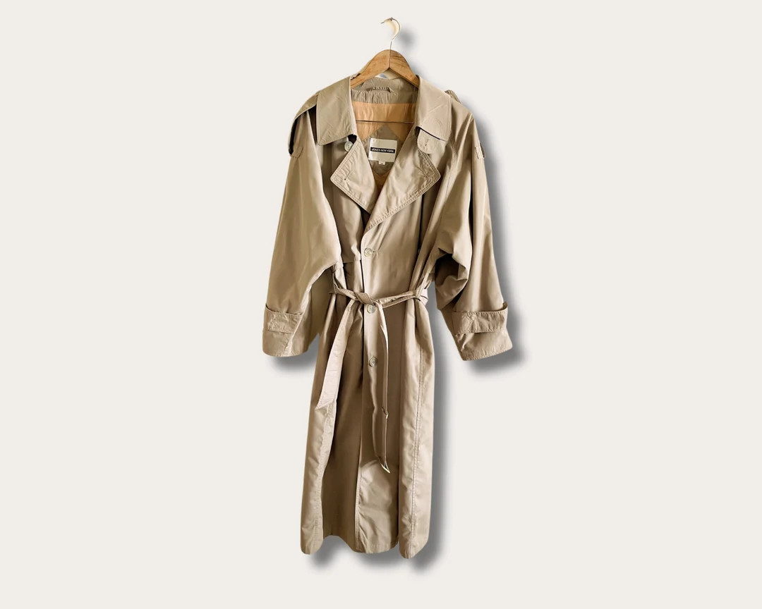 Vintage 80s Maxi Long Tan Beige Trench Coat Vintage Trench Coat Maxi Trench Coat - Etsy Canada | Etsy (US)