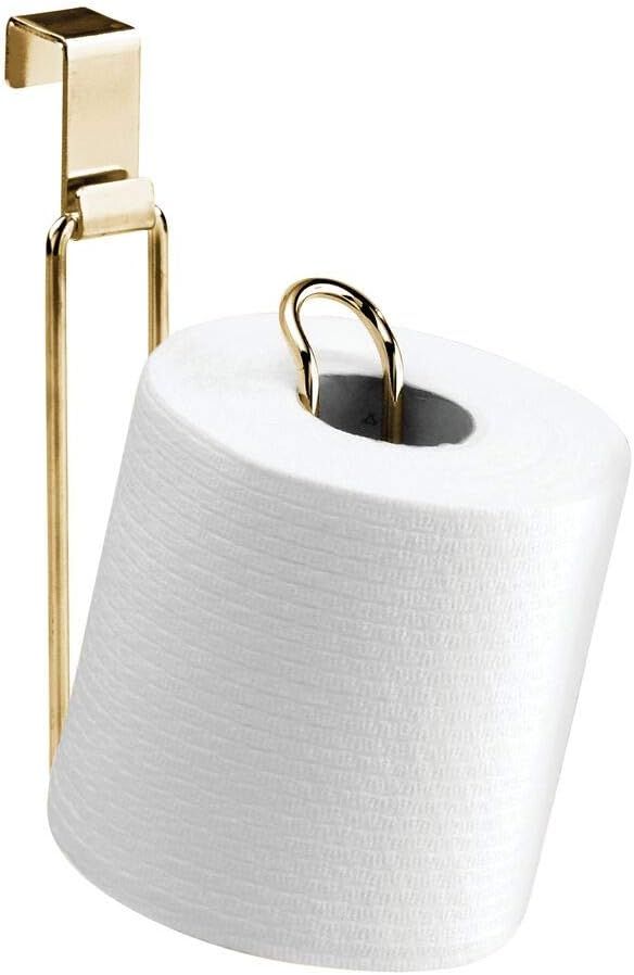 mDesign Metal Over The Tank Toilet Tissue Paper Roll Holder Dispenser and Reserve for Bathroom St... | Amazon (US)
