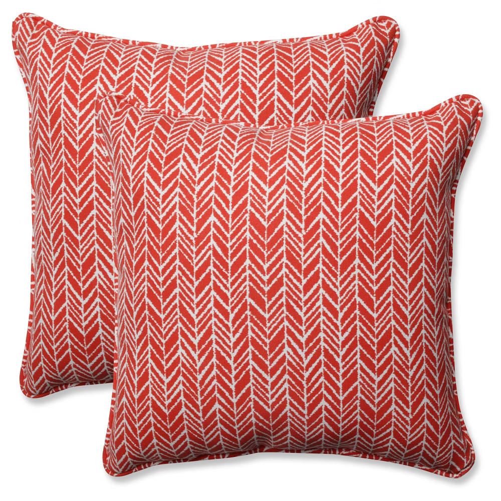 Outdoor/Indoor Herringbone Red Throw Pillow Set of 2 - Pillow Perfect, Adult Unisex | Target