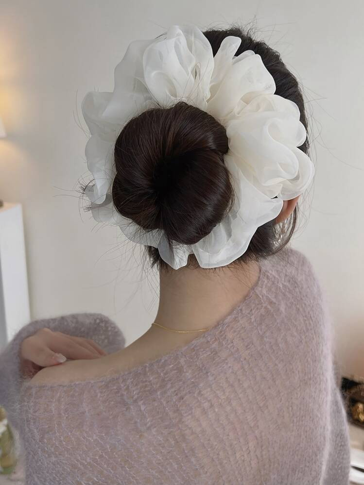 1 Pièce Chouchou Nœud En Maille Française Pour Femmes, Lien De Cheveux En Mousseline, Très Grand, Mignon, Parfait Pour La Saint-Valentin | SHEIN