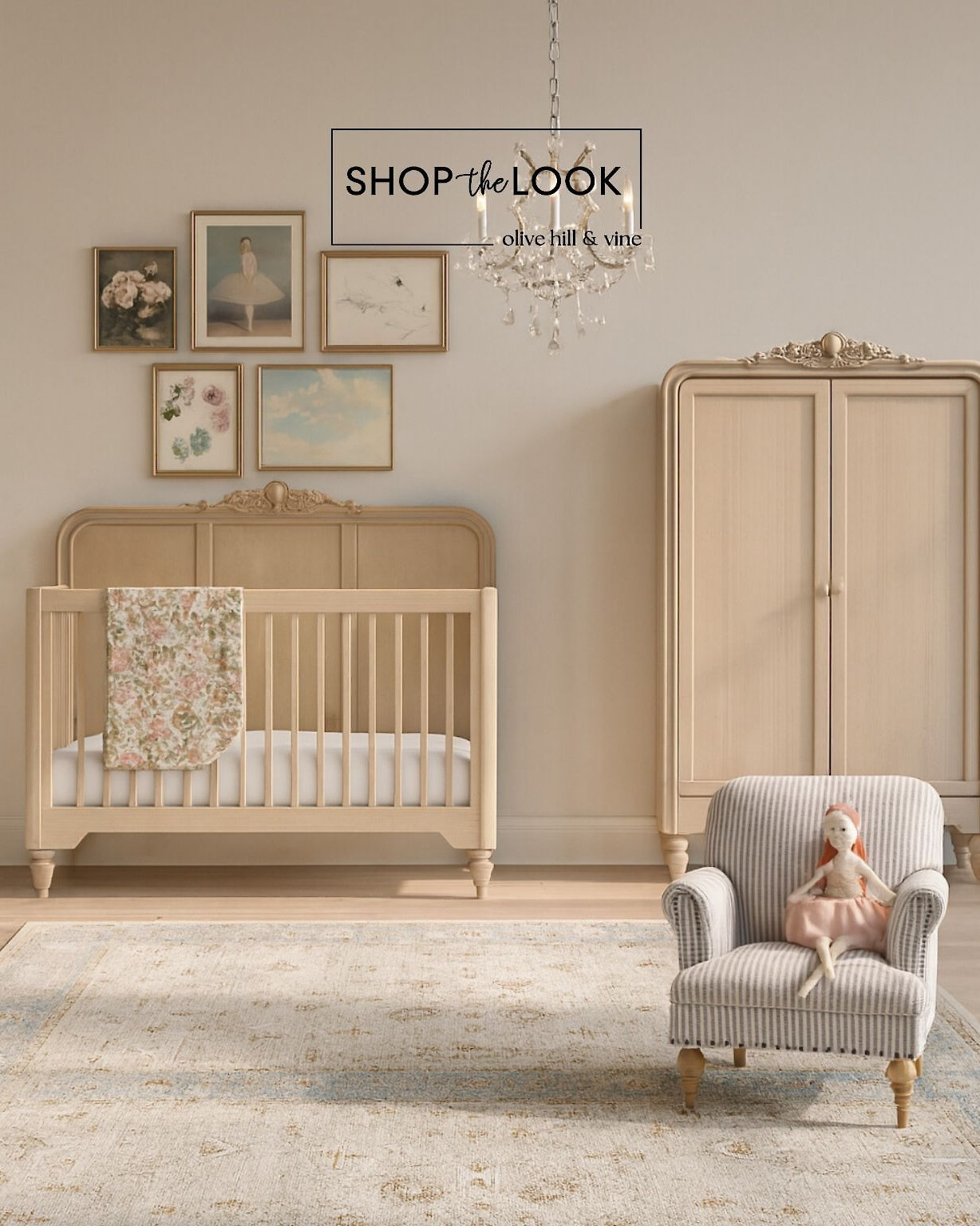 Grace and charm take center stage in this vintage ballerina nursery. With delicate art, ornate woodwork, a glittering chandelier, and soft textures throughout, every piece feels thoughtfully chosen to create a space as timeless as it is tender. 

 

#LTKHome #LTKBaby #LTKBump