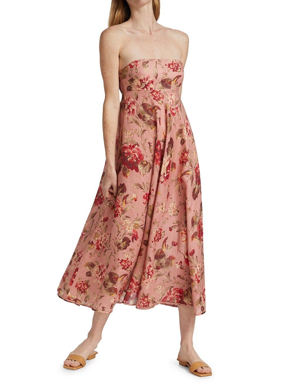 Floral Linen Midi Dress | Saks Fifth Avenue