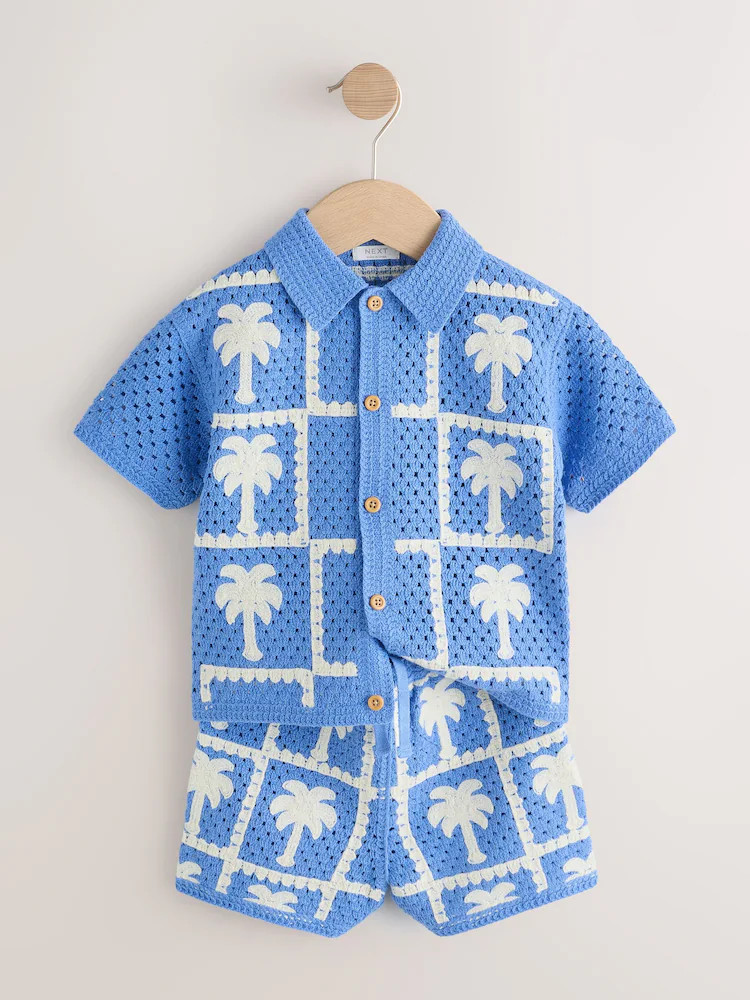 Bright Blue Crochet Palm Tree Set (12mths-7yrs) | Next US