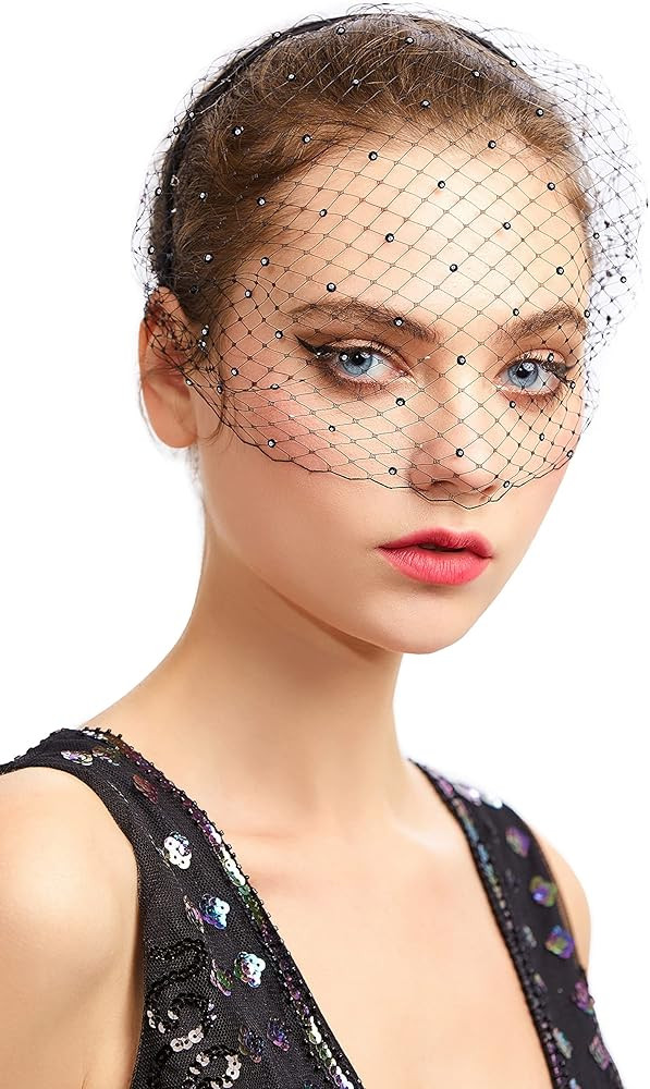 BABEYOND 1920s Flapper Fascinator Mesh Veil Headband Bridal Wedding Tea Party Fascinator Veil wit... | Amazon (US)