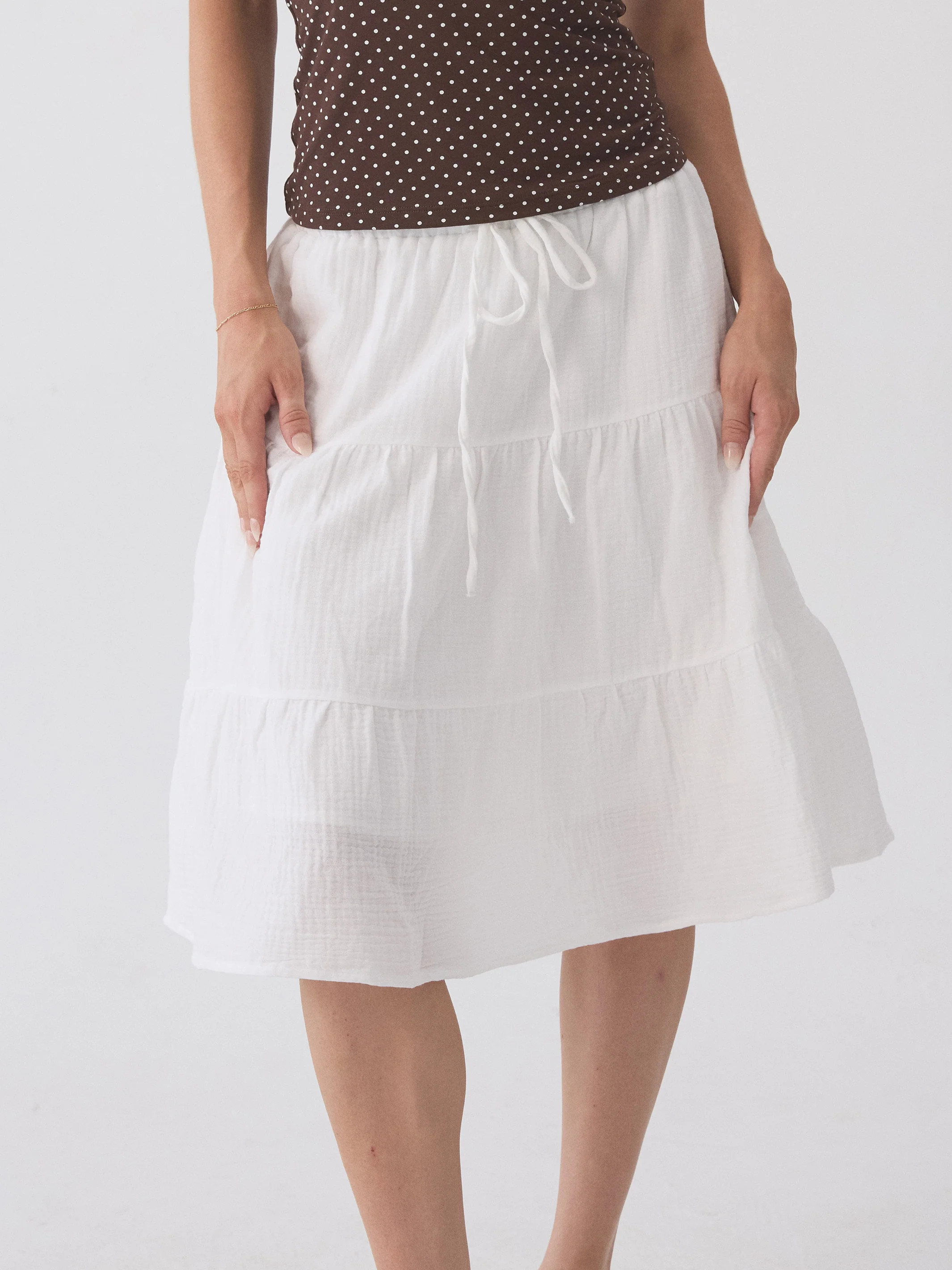 Tiered Cotton Midi Skirt | Klassy