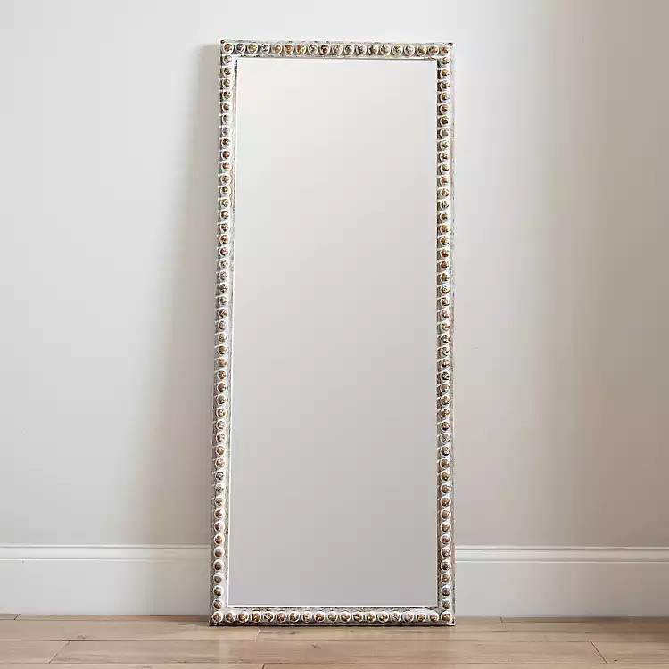 Natural Wood Beaded Frame Leaner Mirror | Kirkland's Home