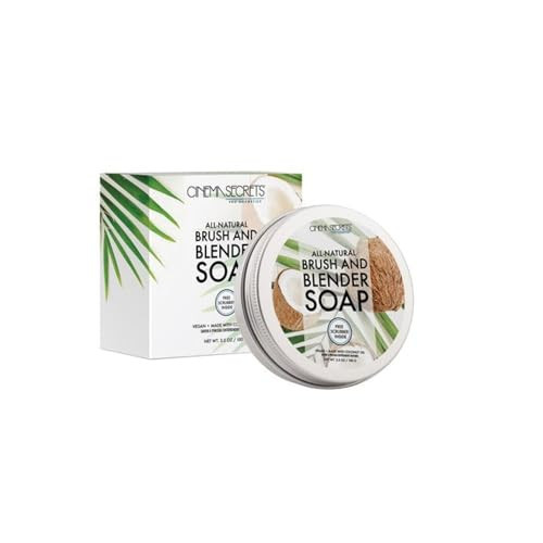 Cinema Secrets Vegan Makeup Brush Cleaner Soap - Brush & Make Up Sponge Cleaner with Scrubber - Formulated with Coconut Oil for Deep Cleansing & Conditioning - Vegan and Cruelty-Free Cleanser (3.5 oz) | Amazon (US)