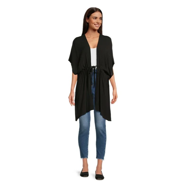 Time and Tru Women's Tie Front Layering Piece, Sizes S-3XL, Black Soot | Walmart (US)