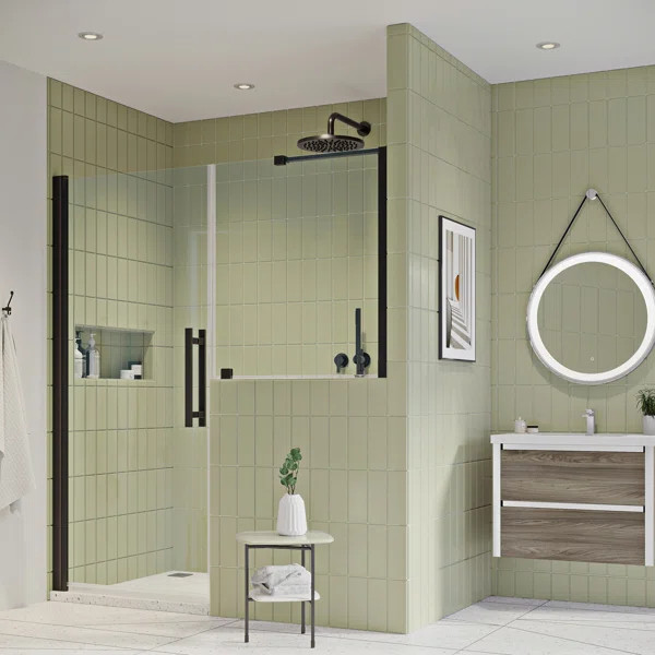 Endless Pasadena 57.44'' W 72.01'' H Frameless Rectangle Reversible Shower Kit | Wayfair North America