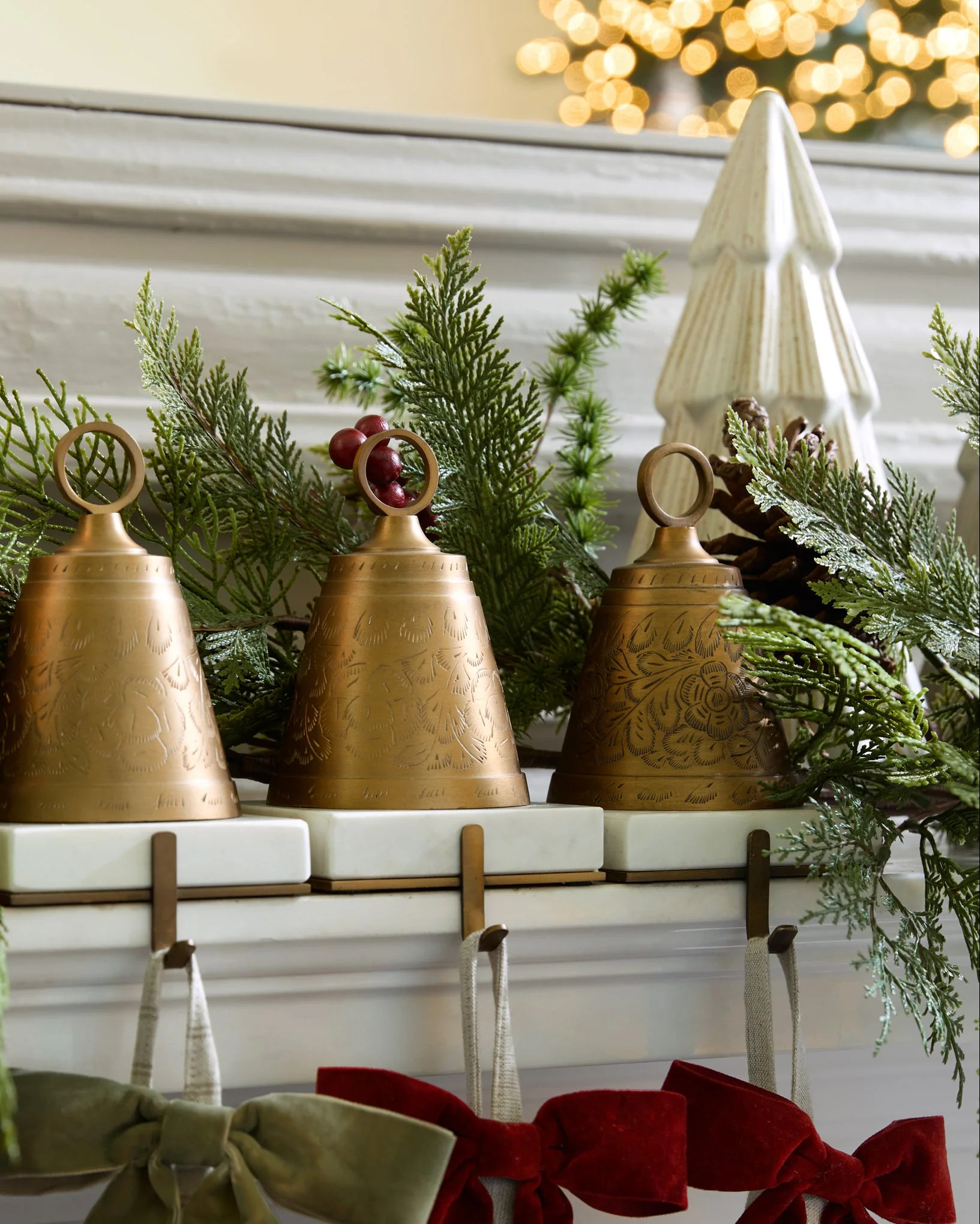 Antiqued Bell Stocking Holder | Magnolia