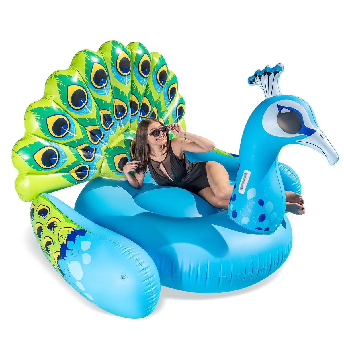 Joyfy Pool Floats Adult, Inflatable Pool Floaties Raft Toys, 66" Giant Blue Peacock Ride On Pool ... | Target
