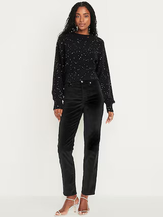 High-Waisted Velvet OG Straight Ankle Pants | Old Navy (US)