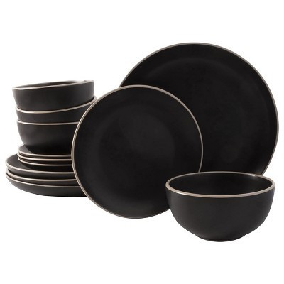 Gibson Home Rockaway 12 Piece Stoneware Dinnerware Set in Black | Target