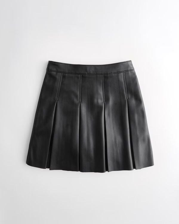 Women's Ultra High-Rise Vegan Leather Pleated Mini Skirt | Women's Bottoms | HollisterCo.com | Hollister (US)