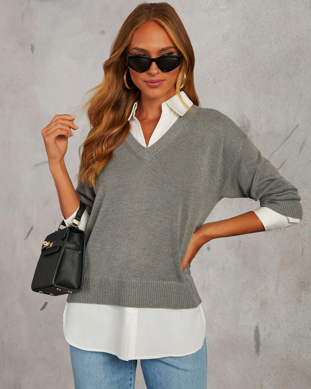 Xira Poplin Contrast Pullover Sweater | VICI