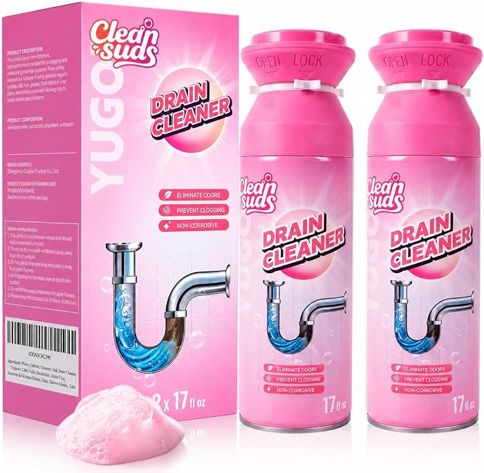 Yugou Foaming Sink Drain Cleaner & Deodorizer, Drain Clog Remover (2pcs) | Amazon (US)