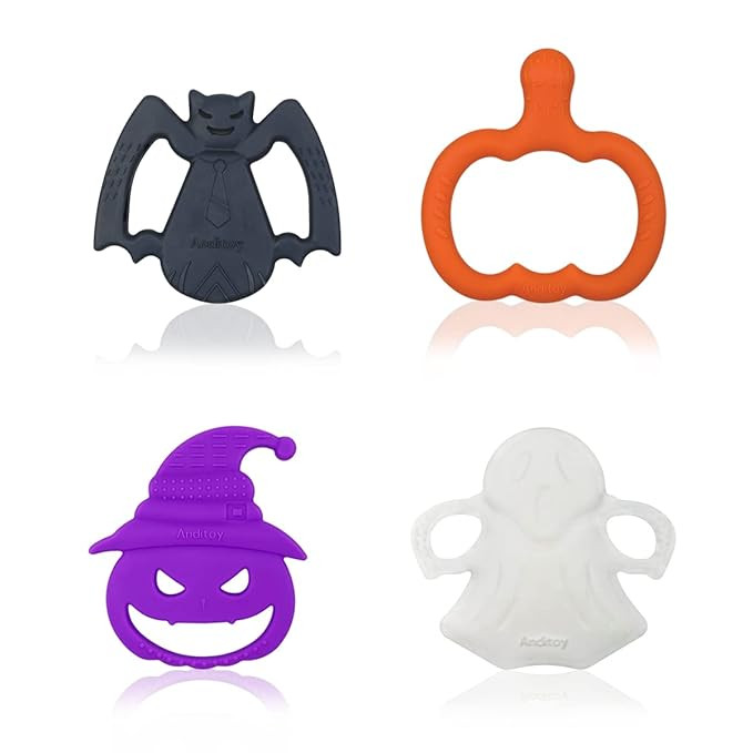 Anditoy 4 Pack Halloween Teething Toys Halloween Teether for 3-12 Months Baby Toddlers Halloween ... | Amazon (US)