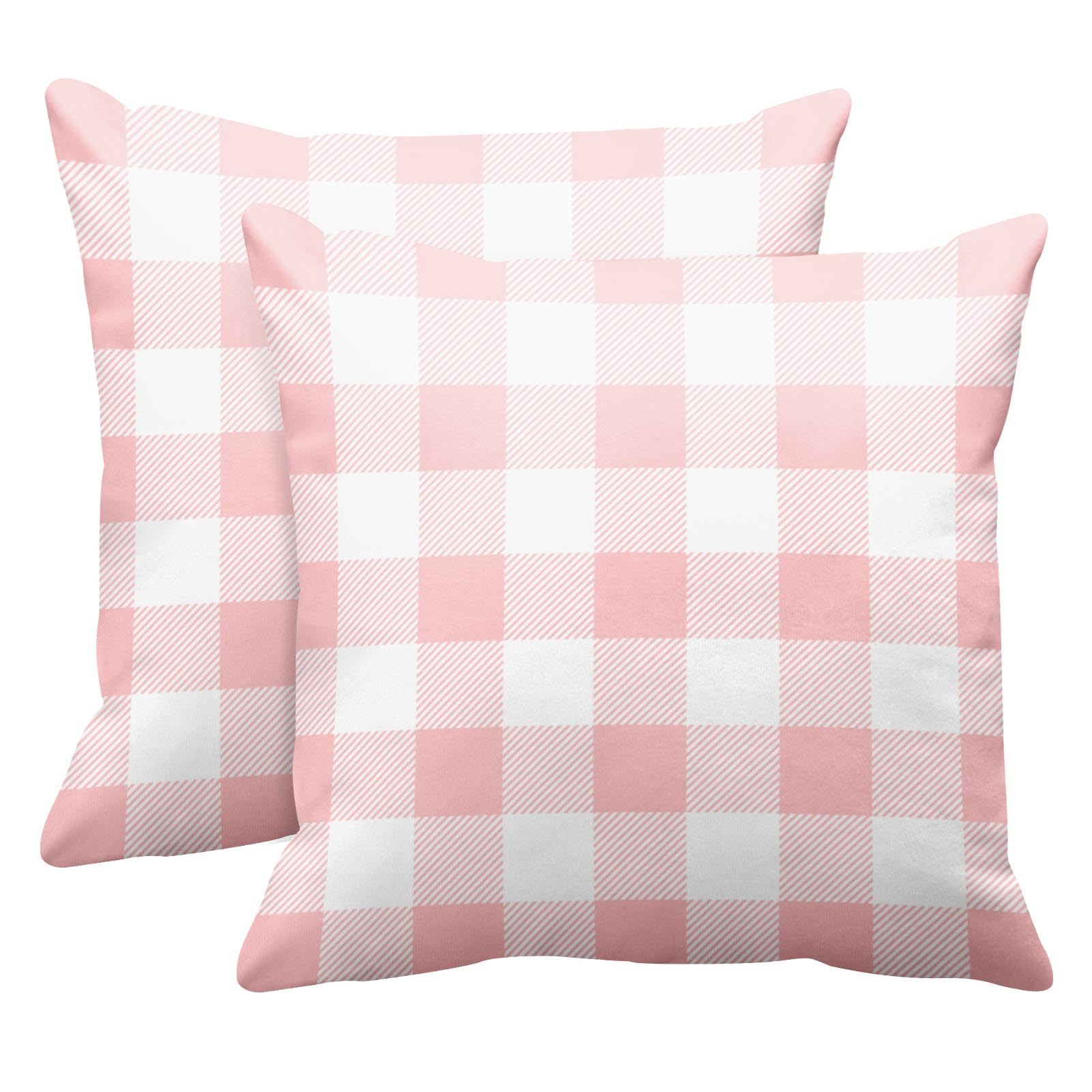 Emvency Set of 2 Throw Pillow Cover Cute Chic Pink Preppy Buffalo Check Plaid Modern Decorative P... | Amazon (US)