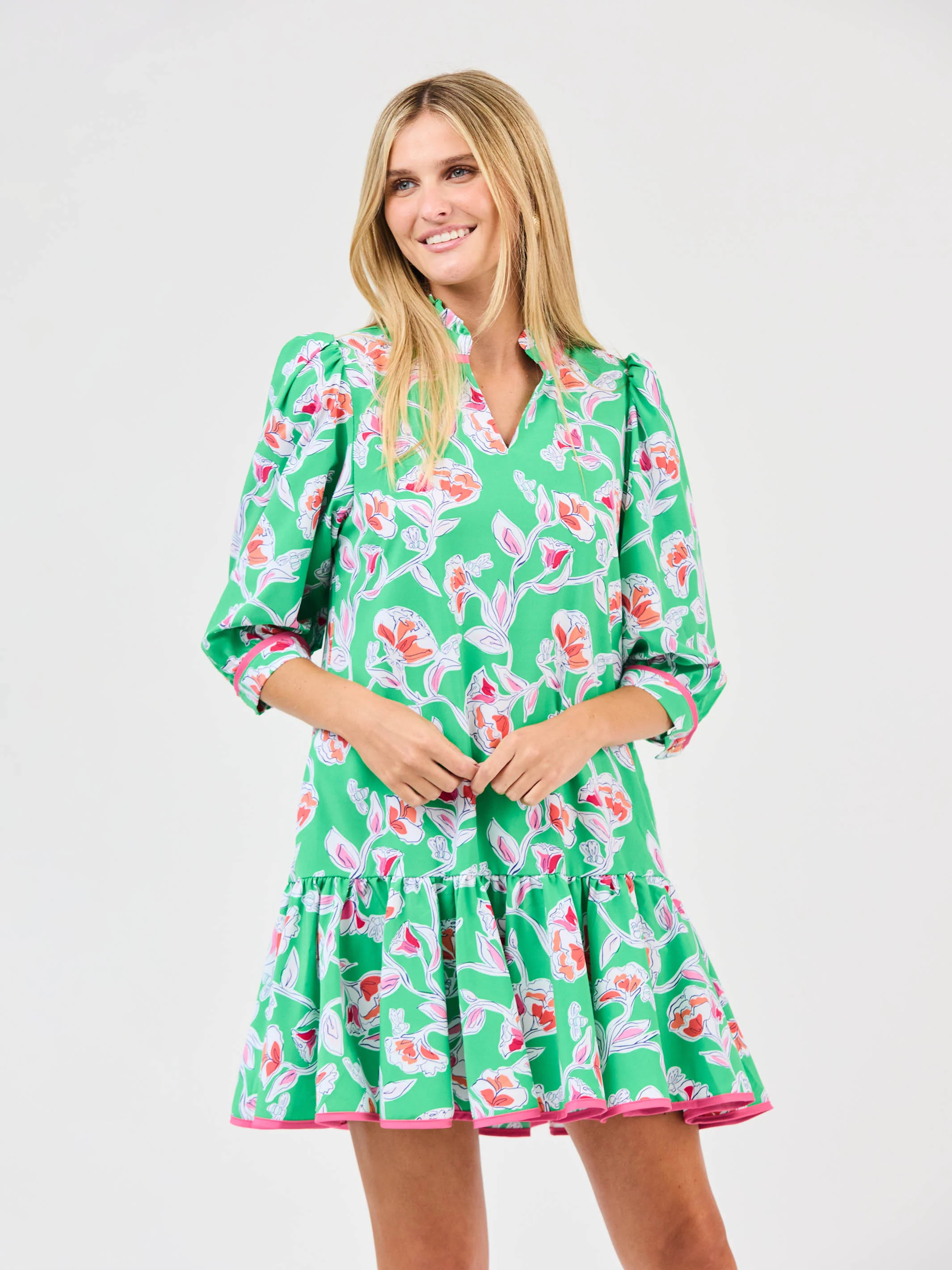 FINAL SALE - Naomi Dress | Pretty Petals Green | Mary Square