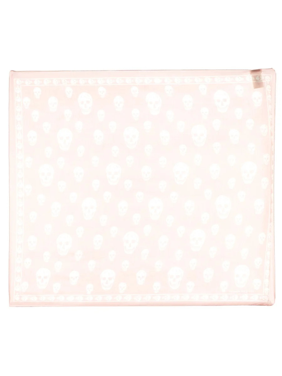 Alexander McQueen Hand-Sewn Skull Motif Silk Scarf — Pink | Italist Inc.