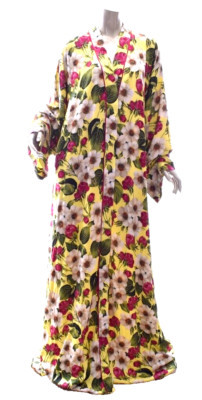 DOLCE GABBANA Silk Yellow w Red Rose Print Maxi Button Down Kaftan SZ 50 NWT  | eBay | eBay US