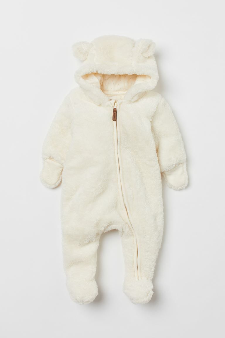 Overall in soft faux shearling. Hood with ears, zip at front extending down one leg, and chin gua... | H&M (US + CA)