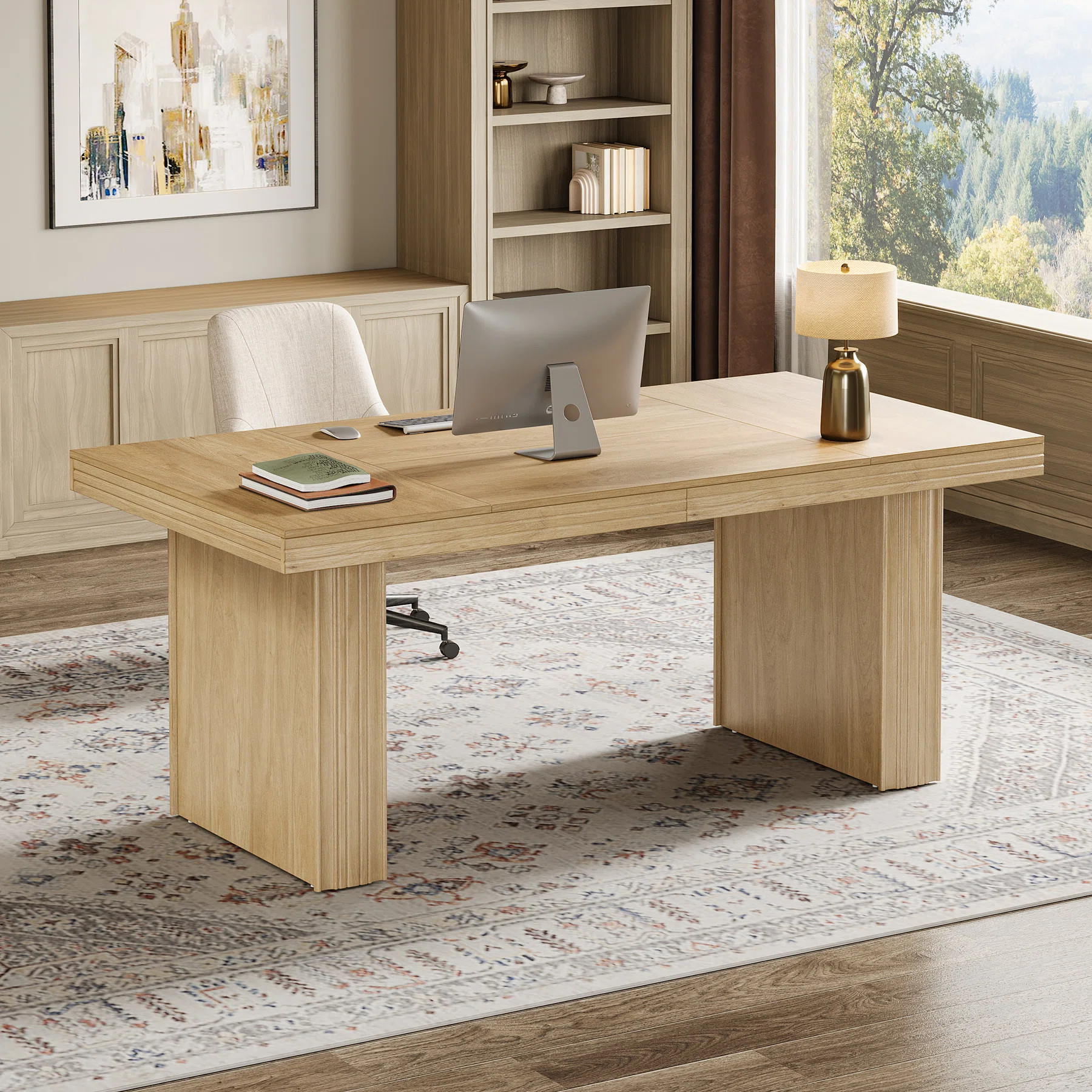 63" Executive Desk, Large Office Computer Desk with Sturdy Pedestal | Wayfair North America