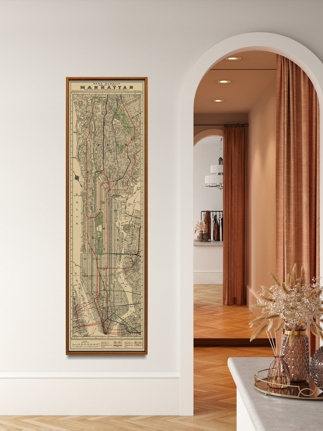 Manhattan Map NY Subways Map New York City New York Map New York Poster Tall Narrow Wall Art - Et... | Etsy (US)
