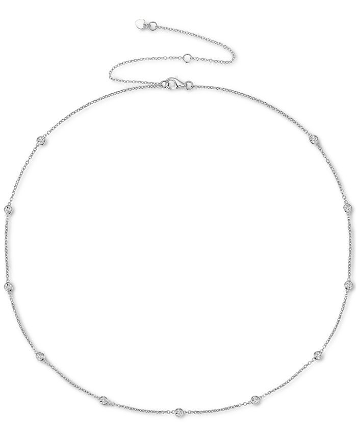Macy's Diamond Bezel Necklace (1/10 ct. t.w.) in Sterling Silver , 14k Gold-Plated Sterling Silve... | Macys (US)