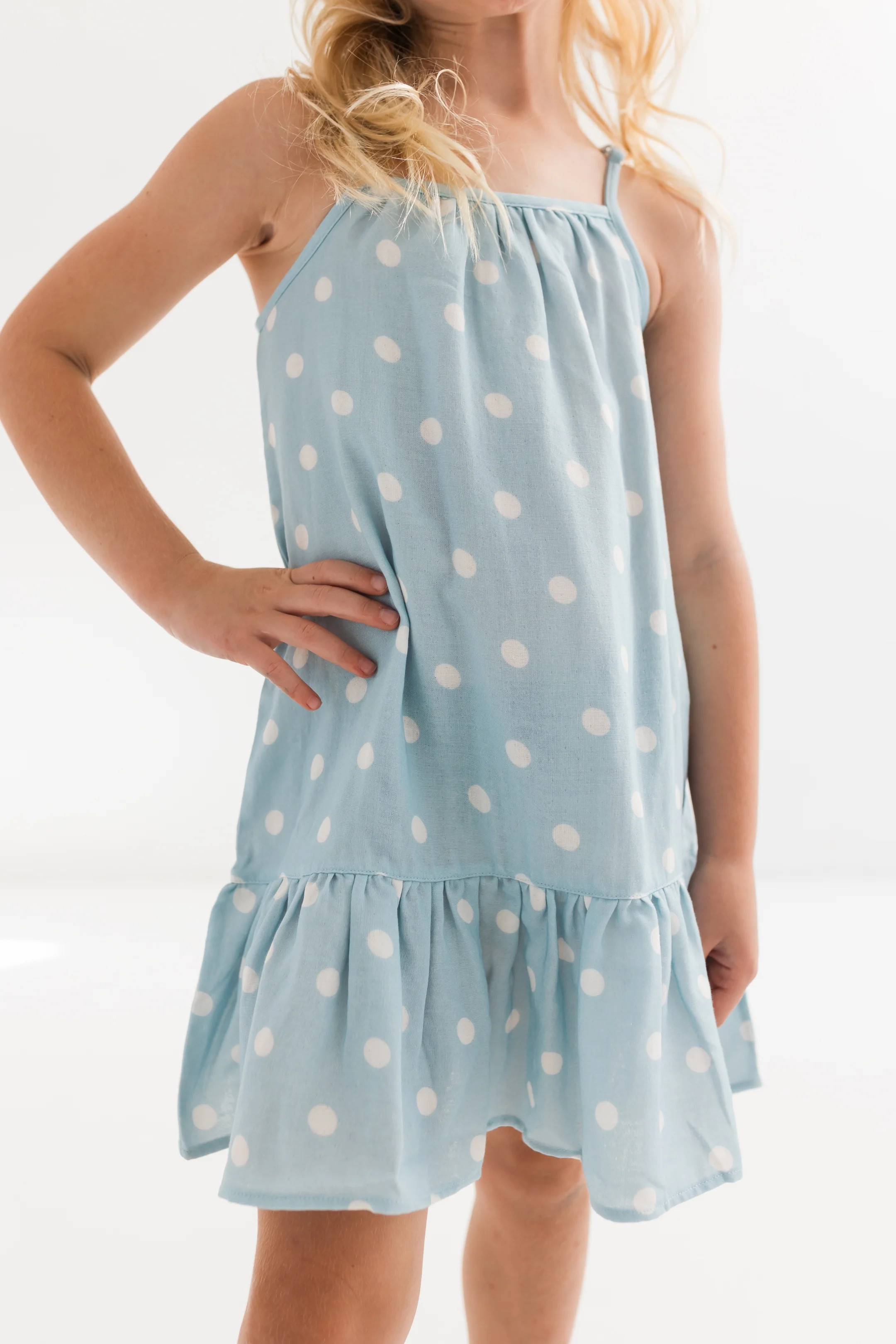Sea Blue Polka Dot Twirl Dress | Girls Boutique Daywear | In My Jammers | In My Jammers