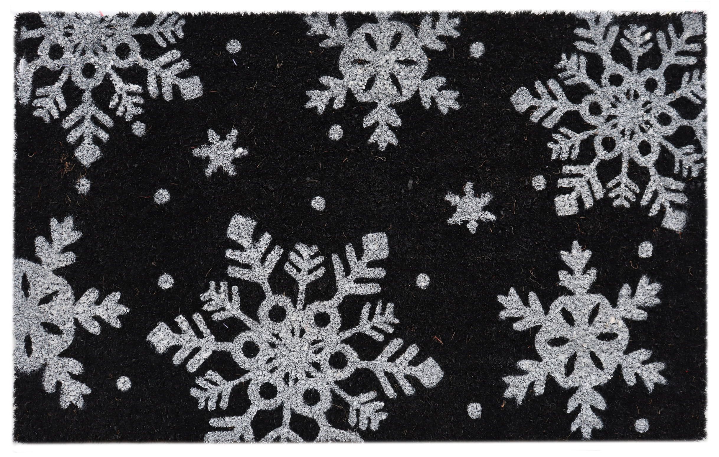 Holiday Time Black and White Snowflake Coir Doormat, 18" x 30" - Walmart.com | Walmart (US)