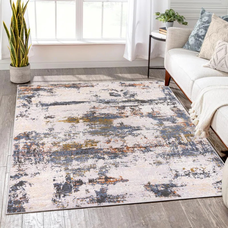 Darin Performance Blue/Beige/Ochre Rug | Wayfair North America