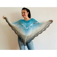 Blue Summer Poncho Women, White Cotton Crochet, Lightweigth Bohemian Style Ponchos, Boho Plus Size Girls Poncho, Knit Wraps | Etsy (US)