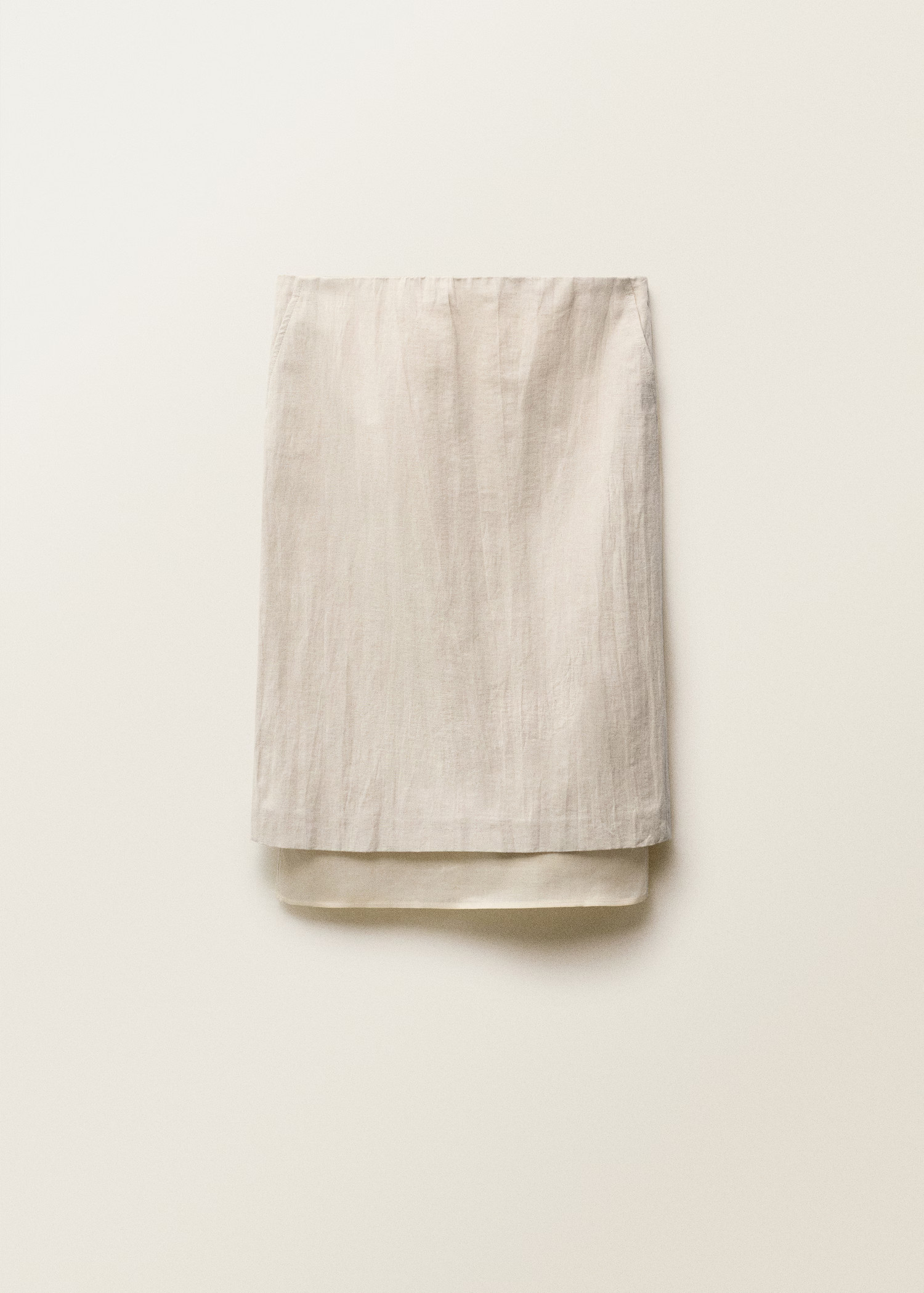 Combined linen-blend midi-skirt - Women | MANGO United Kingdom | MANGO (UK)