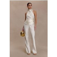 Bianca Satin Pants - Ivory I MESHKI I Size S | MESHKI US