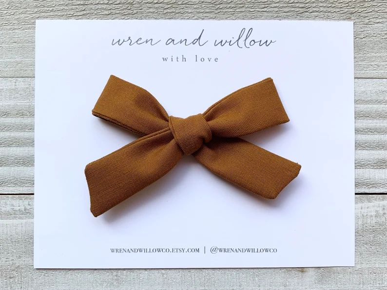 Rust Schoolgirl Bow  Fall Golden Hair Bow  Cotton Bow  Baby | Etsy | Etsy (US)