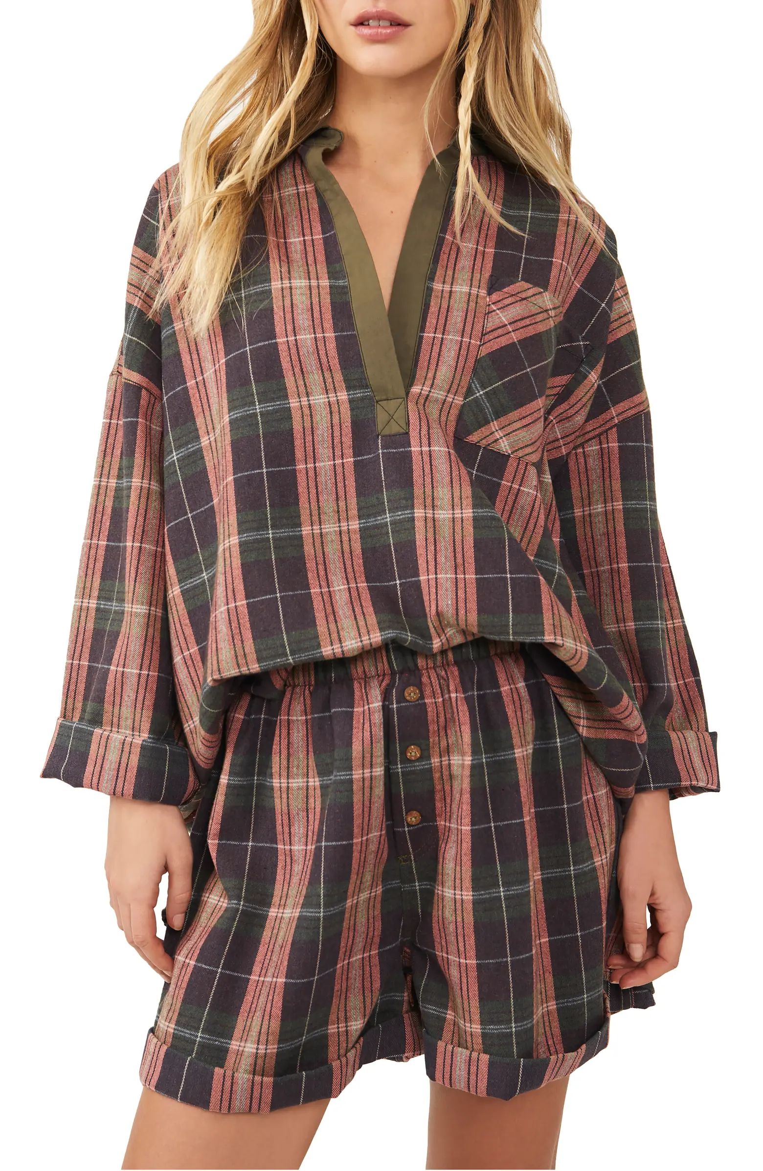 Sunday Morning Plaid Cotton Flannel Sleep ShirtFREE PEOPLE | Nordstrom