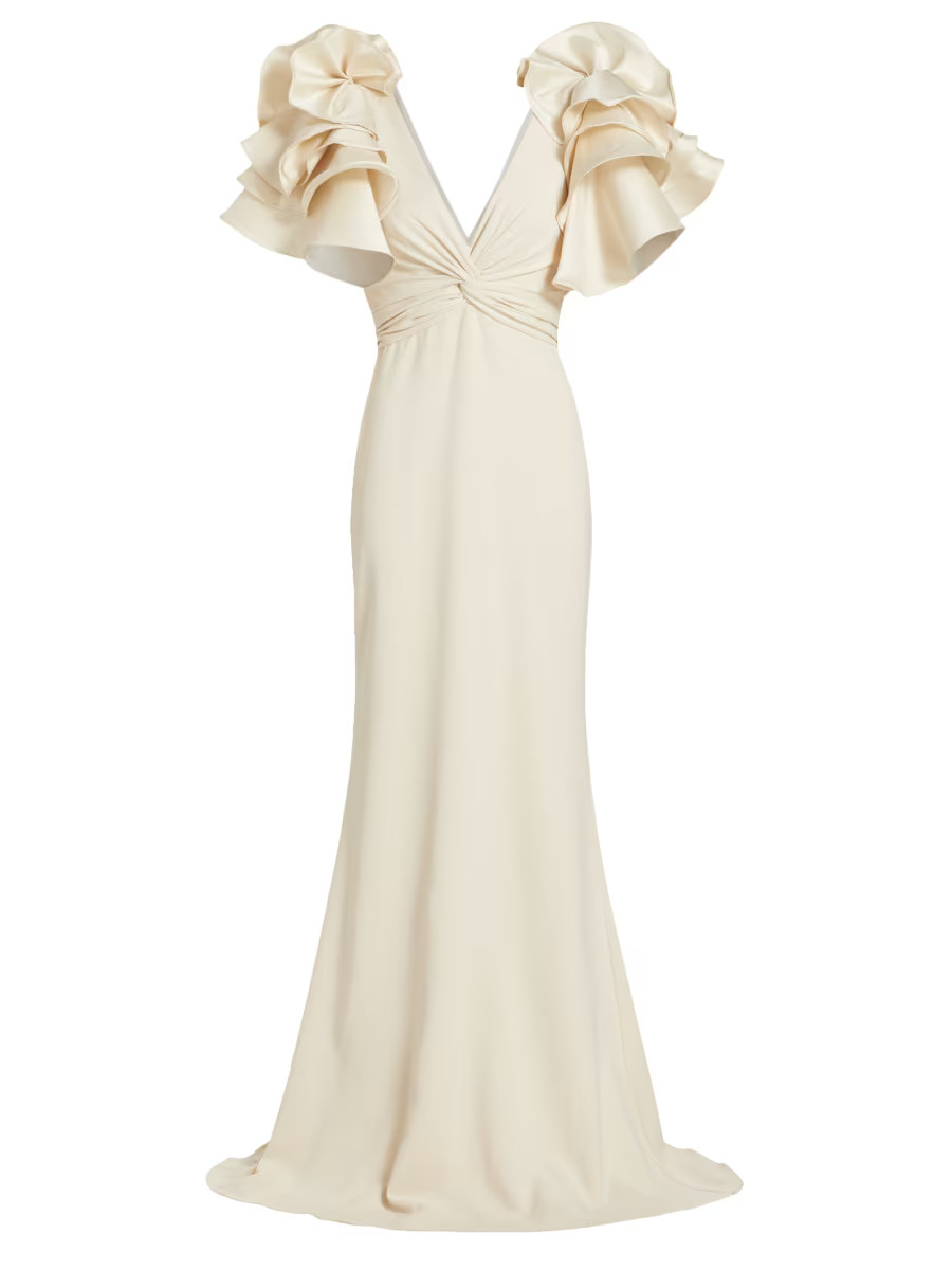 Badgley Mischka Ruffle-Sleeve Twisted Gown | Saks Fifth Avenue