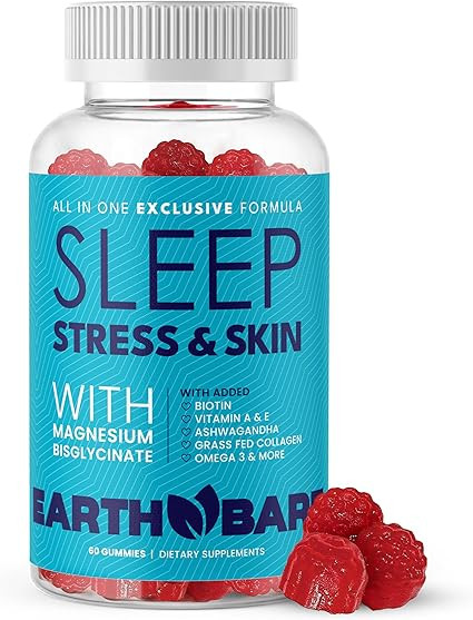 All in One Stress Skin Sleep Gummies w/Magnesium Glycinate, Grass Fed Collagen, Vitamin A, C, E &... | Amazon (US)